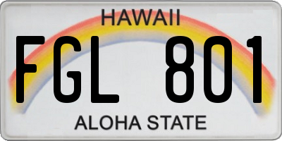 HI license plate FGL801