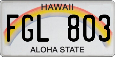 HI license plate FGL803