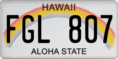 HI license plate FGL807