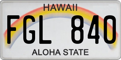 HI license plate FGL840