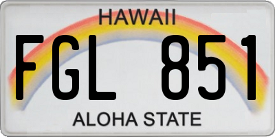 HI license plate FGL851
