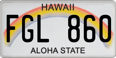 HI license plate FGL860
