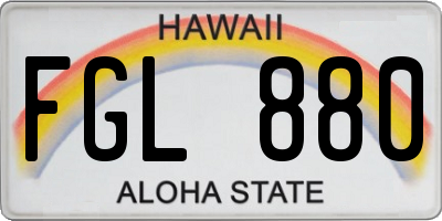 HI license plate FGL880
