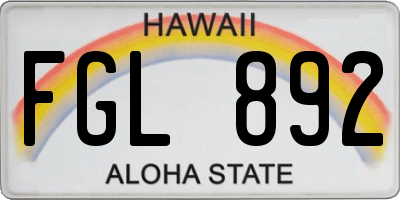 HI license plate FGL892