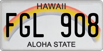 HI license plate FGL908