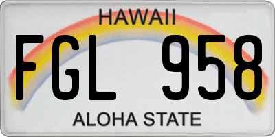 HI license plate FGL958