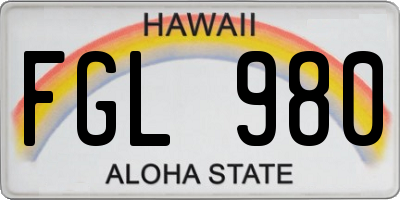 HI license plate FGL980