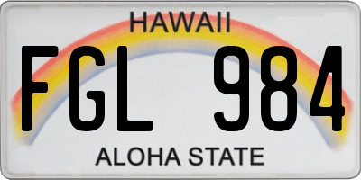 HI license plate FGL984