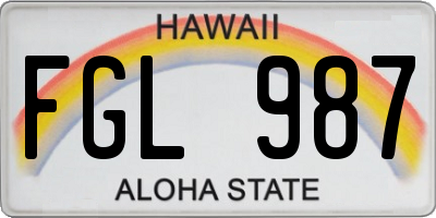 HI license plate FGL987