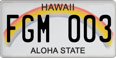 HI license plate FGM003