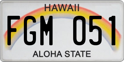 HI license plate FGM051