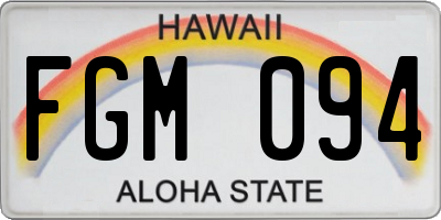 HI license plate FGM094