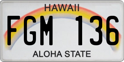 HI license plate FGM136