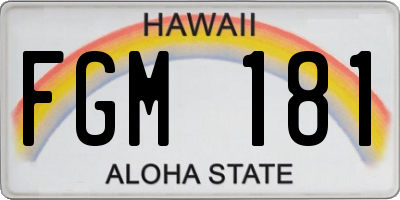 HI license plate FGM181