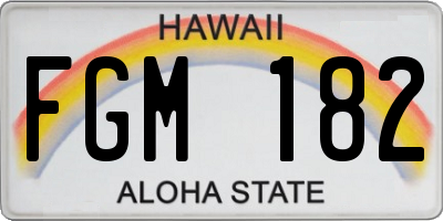HI license plate FGM182