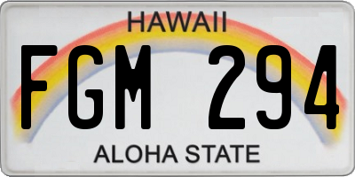 HI license plate FGM294