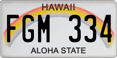 HI license plate FGM334