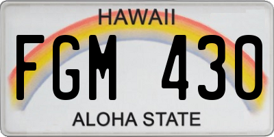 HI license plate FGM430