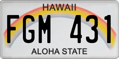 HI license plate FGM431
