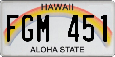 HI license plate FGM451