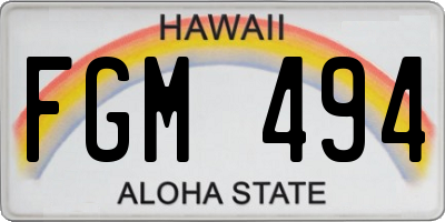 HI license plate FGM494