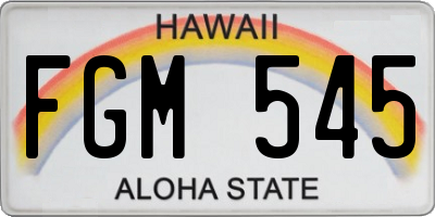 HI license plate FGM545