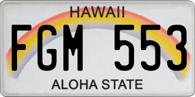HI license plate FGM553