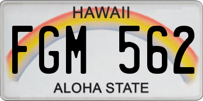 HI license plate FGM562