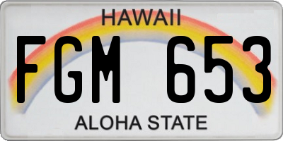 HI license plate FGM653