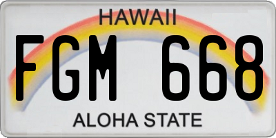 HI license plate FGM668