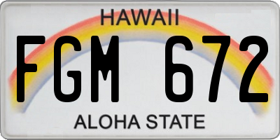 HI license plate FGM672