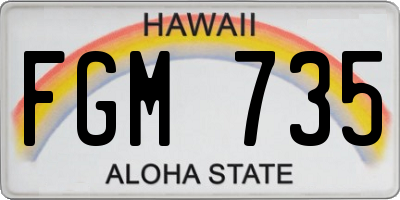 HI license plate FGM735