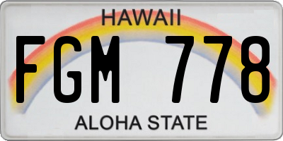 HI license plate FGM778