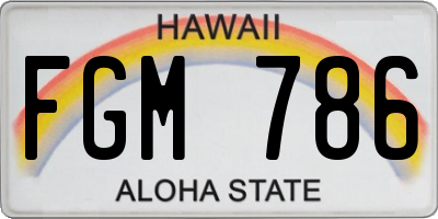 HI license plate FGM786