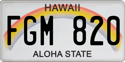 HI license plate FGM820