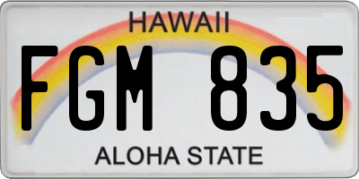 HI license plate FGM835