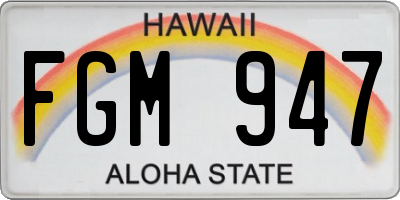 HI license plate FGM947