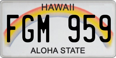 HI license plate FGM959