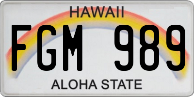 HI license plate FGM989