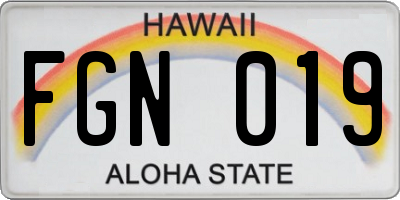 HI license plate FGN019