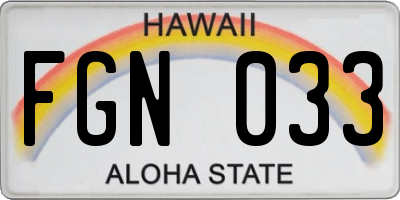 HI license plate FGN033