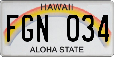 HI license plate FGN034