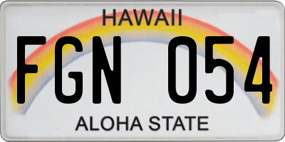 HI license plate FGN054
