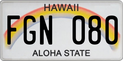 HI license plate FGN080