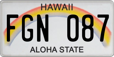 HI license plate FGN087
