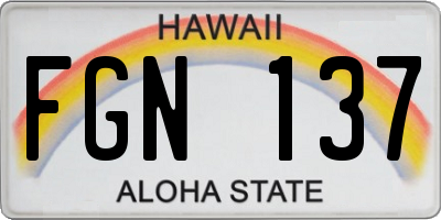 HI license plate FGN137