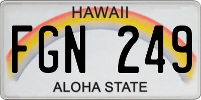 HI license plate FGN249