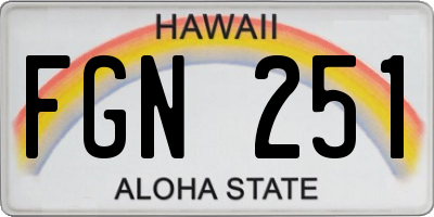 HI license plate FGN251