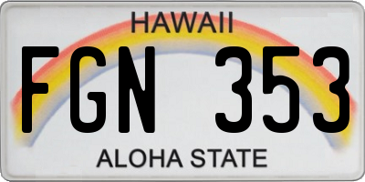 HI license plate FGN353