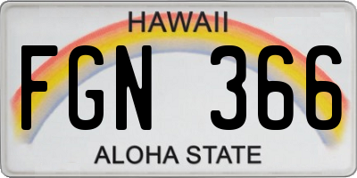 HI license plate FGN366